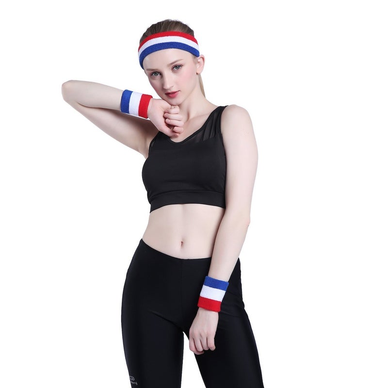 ONUPGO Sweatband Headbands for Men & Women -12PCS Sports Headbands Moisture Wicking Athletic Cotton Terry Cloth Head Band 7.88" x 2.16" - Image 4